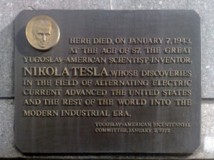 plaque dedicated to tesla
